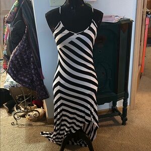 bebe Monochrome Striped Maxi Dress